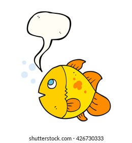 freehand drawn speech bubble cartoon fish