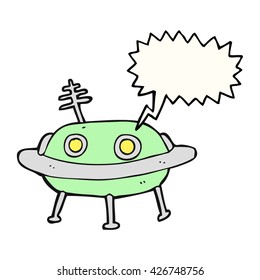 freehand drawn speech bubble cartoon alien spaceship