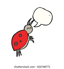 freehand drawn speech bubble cartoon ladybug
