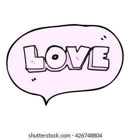 freehand drawn speech bubble cartoon word love