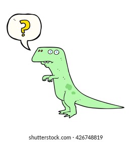 freehand drawn speech bubble cartoon confused dinosaur