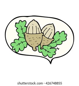 freehand drawn speech bubble cartoon acorns
