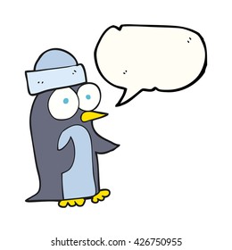 caricatura de burbuja de la libre expresión en pingüino