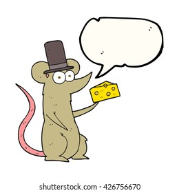 ratón de dibujos animados de burbuja de habla con queso