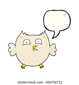 freehand drawn speech bubble cartoon happy owl