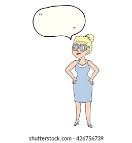 freehand drawn speech bubble cartoon woman wearing glasses