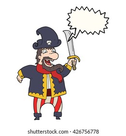 caricatura de burbuja de habla dibujada a mano alzada riéndose del capitán del pirata