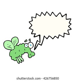freehand drawn speech bubble cartoon fly