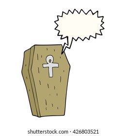 freehand drawn speech bubble cartoon spooky coffin