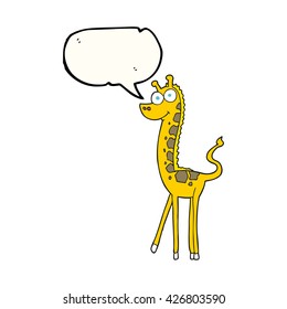 freehand drawn speech bubble cartoon giraffe