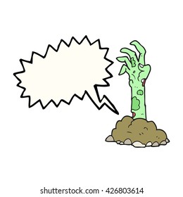 freehand drawn speech bubble cartoon zombie hand rising from ground
