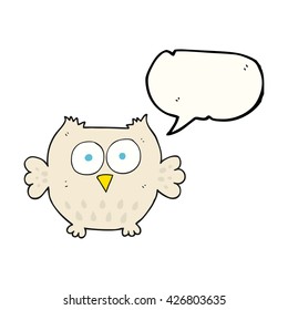 freehand drawn speech bubble cartoon happy owl