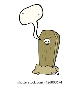freehand drawn speech bubble cartoon spooky coffin