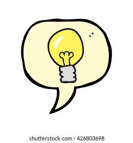 freehand drawn speech bubble cartoon light bulb