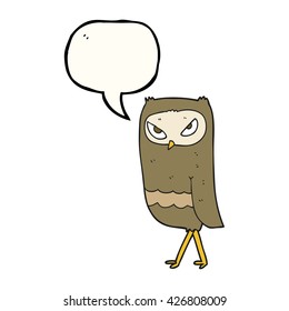 freehand drawn speech bubble cartoon owl