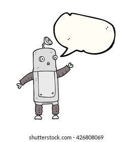 freehand drawn speech bubble cartoon robot