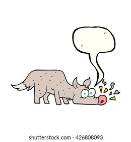 freehand drawn speech bubble cartoon dog sniffing 
