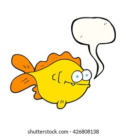freehand drawn speech bubble cartoon fish