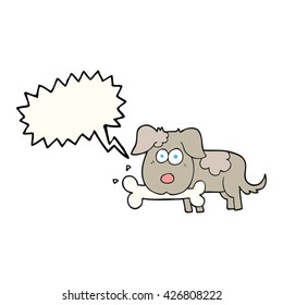 perro de dibujos animados de burbuja de habla libre con hueso