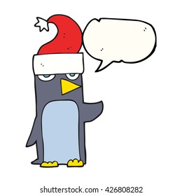 Cartoon-Pinguin in freehand-gezeichneter Sprache in Weihnachtsmütze