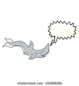 freehand drawn speech bubble cartoon shark