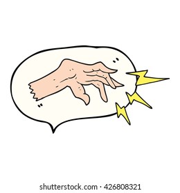 freehand drawn speech bubble cartoon hand casting spell