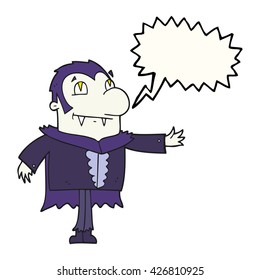 freehand drawn speech bubble cartoon vampire