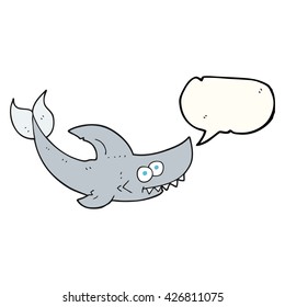 freehand drawn speech bubble cartoon shark