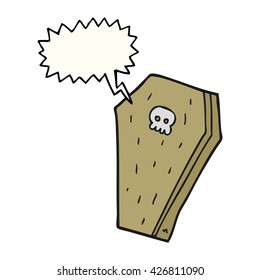 freehand drawn speech bubble cartoon halloween coffin
