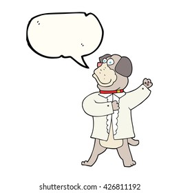 freehand drawn speech bubble cartoon dog in shirt