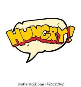 freehand drawn speech bubble cartoon hungry text