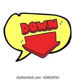 freehand drawn speech bubble cartoon down arrow symbol