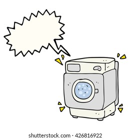 freehand drawn speech bubble cartoon rumbling washing machine