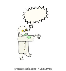 freehand drawn speech bubble cartoon zombie