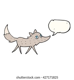 caricatura de burbuja de habla dibujada a mano libre de lobo pequeño
