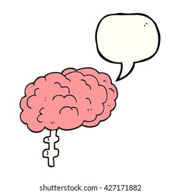 freehand drawn speech bubble cartoon brain