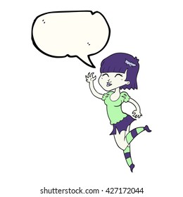 caricatura de burbuja de habla dibujada a mano libre chica vampiro