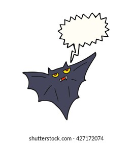 freehand drawn speech bubble cartoon halloween bat