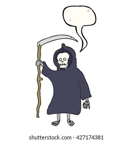 freehand drawn speech bubble cartoon spooky death figure