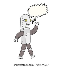 freehand drawn speech bubble cartoon robot