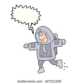 freehand drawn speech bubble cartoon astronaut