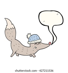 freehand drawn speech bubble cartoon little wolf