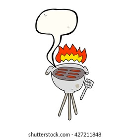freehand drawn speech bubble cartoon barbecue