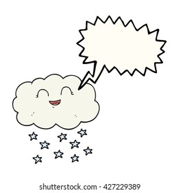 freehand drawn speech bubble cartoon cloud snowing