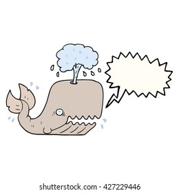 freehand drawn speech bubble cartoon whale spouting water