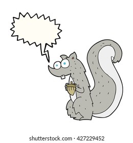 Cartoon-Eichhörnchen mit Nuss in freehand gezeichnet