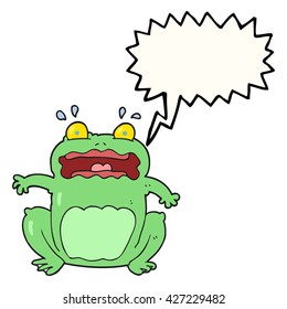 freehand drawn speech bubble cartoon funny frightened frog