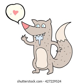 freehand drawn speech bubble cartoon hungry wolf
