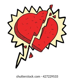 freehand drawn speech bubble cartoon broken heart symbol