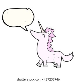 freehand drawn speech bubble cartoon unicorn